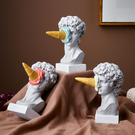 David Figurine  with Ice Cream Home Decor Sculpture