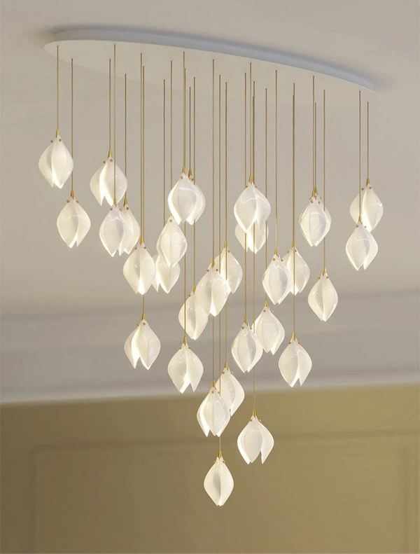 Carl Lighting Ceramic White Magnolia Jade Chandelier