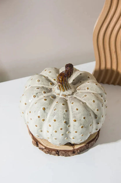 White Porcelain Pumpkin Ceramic Sculpture