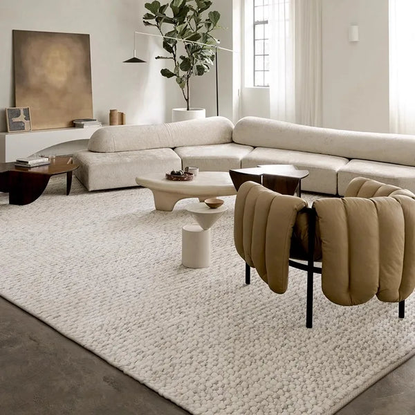 Indian Wool Hand-Woven Pebble Carpet Area Rug [Exclusive]