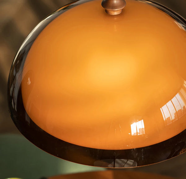 Orbix Bauhaus Amber Dome Wood Cap Pendant Light