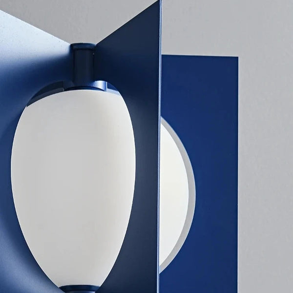 Lampe boule à base en marbre bleu géométrique de conception italienne