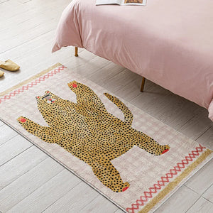 MokoMoko Funny Face Lion & Leopard Art Carpet Area Rug