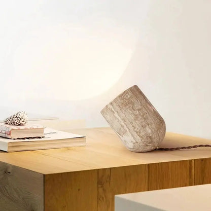 Modern Travertine Stone Table & Floor Lamp