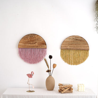 Semicircle Wooden Board Hand-Woven Macrame Tapestry