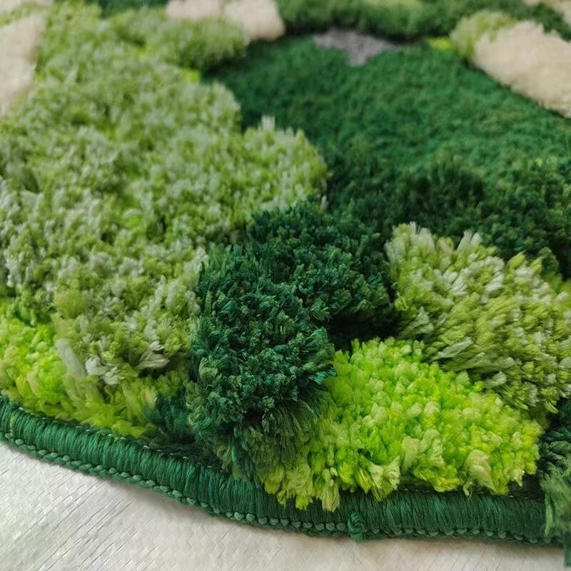 Round Moss Forest Hand-Crafted Carpet