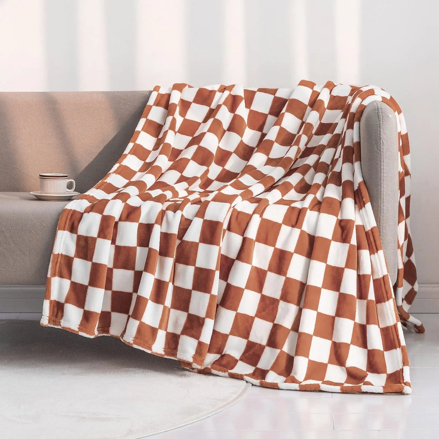 Checker Board Lattice Plaid Throw Blanket