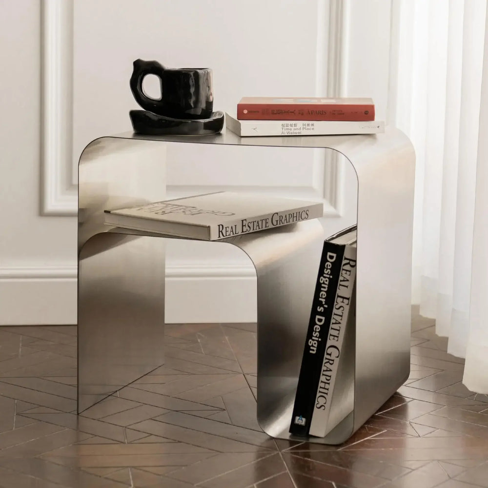 Minimalist Bent Stainless Steel Side Table [Exclusive]