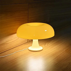 Bauhaus Wide Cream Pink Mushroom Table Lamp