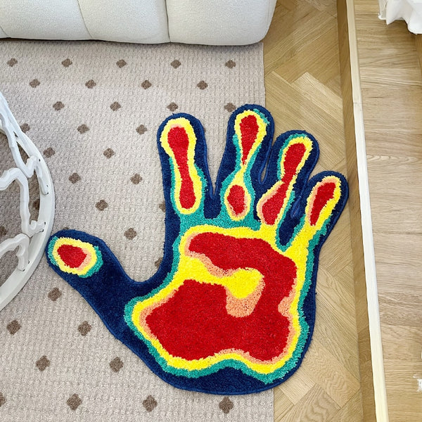 Mono Design Thermal Imager Palm Shape Handmade Tufted Mat