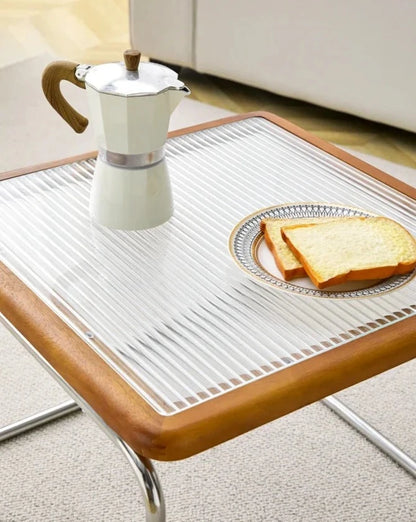 Mid-Century Modern Rattan Glass Coffee Table