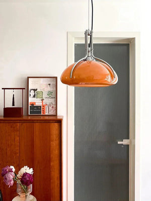 Orbix Bauhaus Amber Glass Dome Pendant Ligh