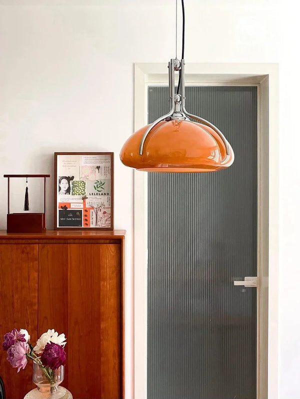 Orbix Bauhaus Amber Glass Dome Pendant Ligh