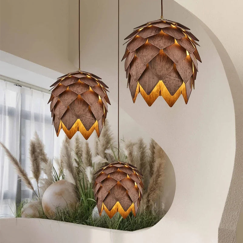 Pine Cone Solid Wood Chandelier