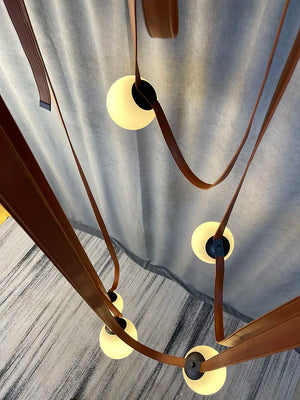 Danish Leather Strap Hanging Studio Ceiling Lamp