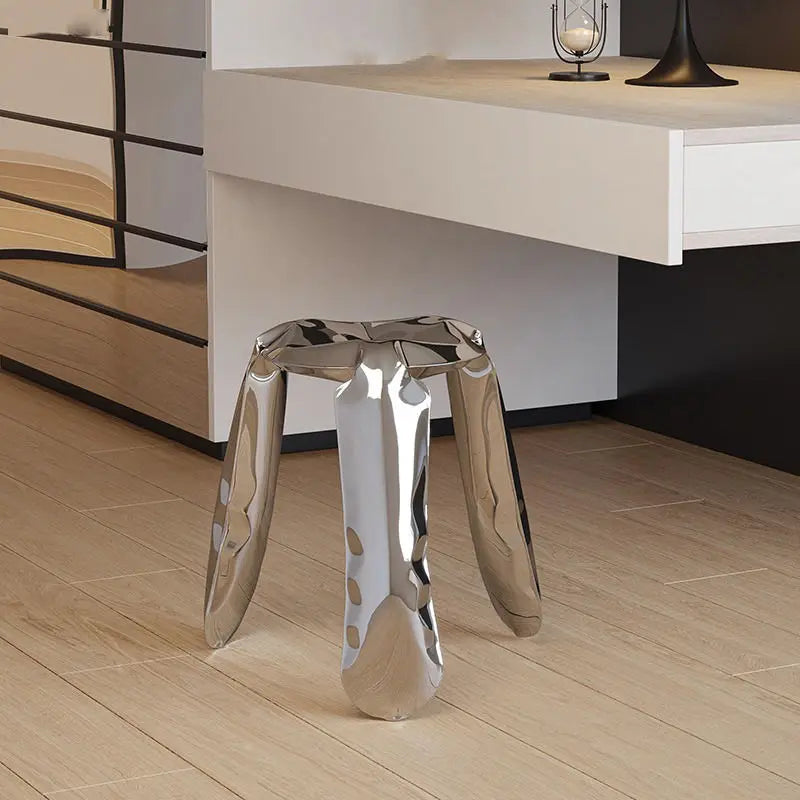 Minimalist Crumpled Design Stainless Steel Stool