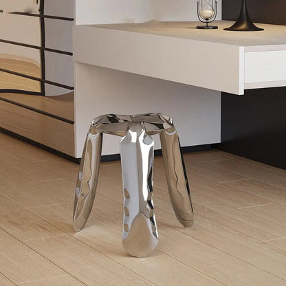 Minimalist Crumpled Design Stainless Steel Stool