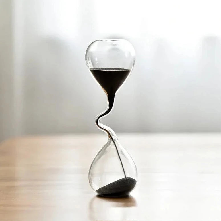 Curved Black Hourglass Sand Clock