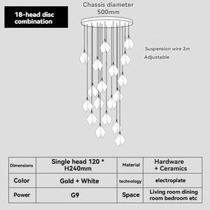 Carl Lighting Ceramic White Magnolia Jade Chandelier