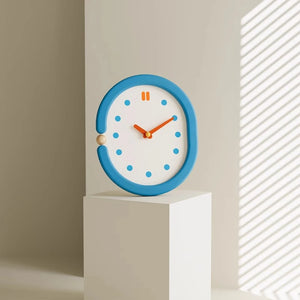 Japanese Minimalist Oval Blue Pendulum Wall Clock