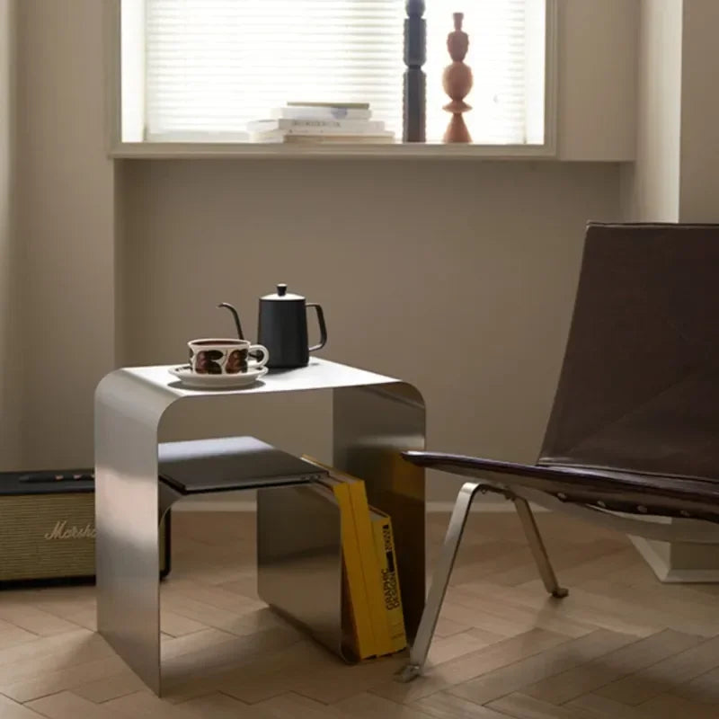 Minimalist Bent Stainless Steel Side Table