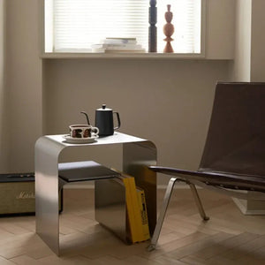 Minimalist Bent Stainless Steel Side Table [Exclusive]