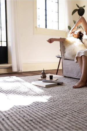 Japanese Studio Hand-Crafted Double-Sided Black Striped Area Rug [Exclusive]