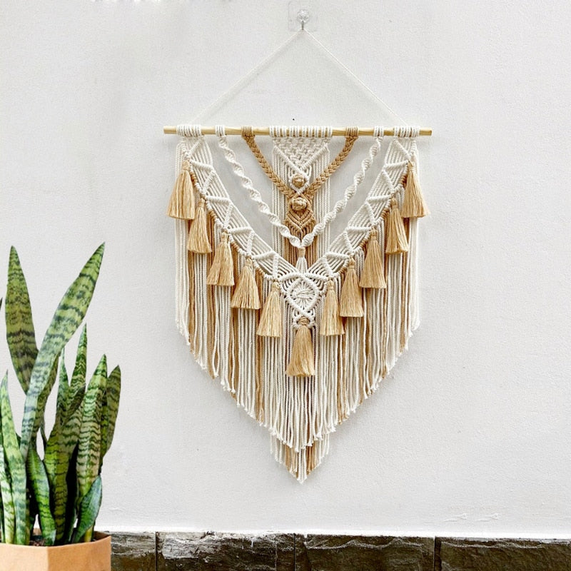 Hand-Woven Color Macrame Tapestry