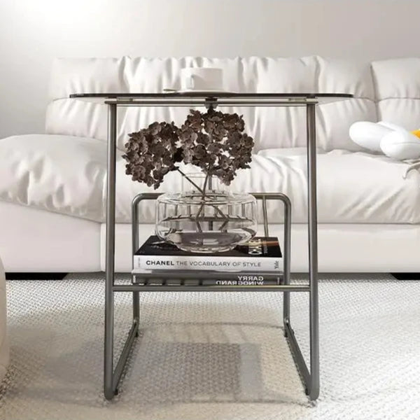 Glass Top Metal Rack Side Table