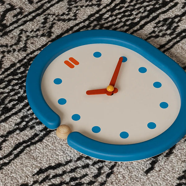 Japanese Minimalist Oval Blue Pendulum Wall Clock