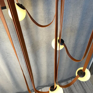 Danish Leather Strap Hanging Studio Ceiling Lamp