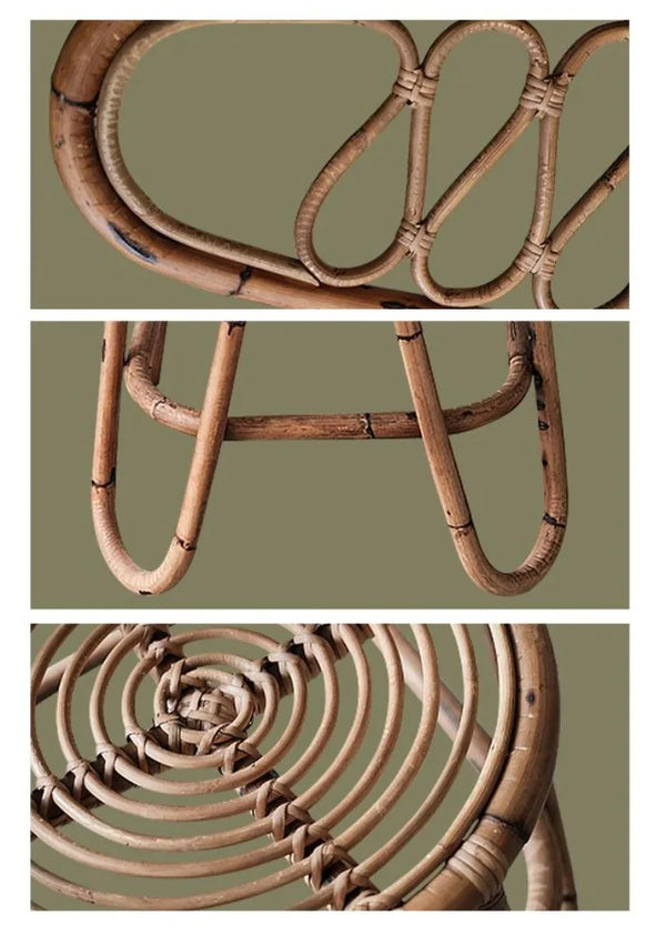 Handgefertigter japanischer Rattanstuhl mit hoher Rückenlehne