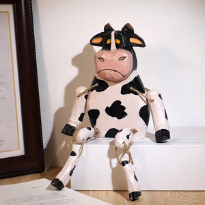 Hand-Carved Wooden Cow Puppet