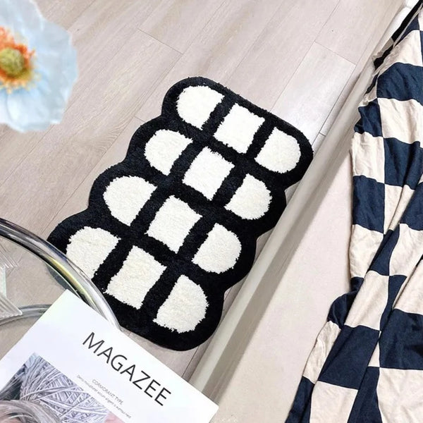 Mono Design Checker Grid Tufting Bath Mat