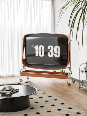 do-ma MCM Stainless Solid Wood  Steel Media Console TV Stand