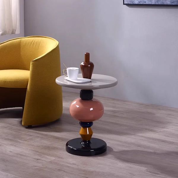 Modular Color-Stack Pedestal Side Table