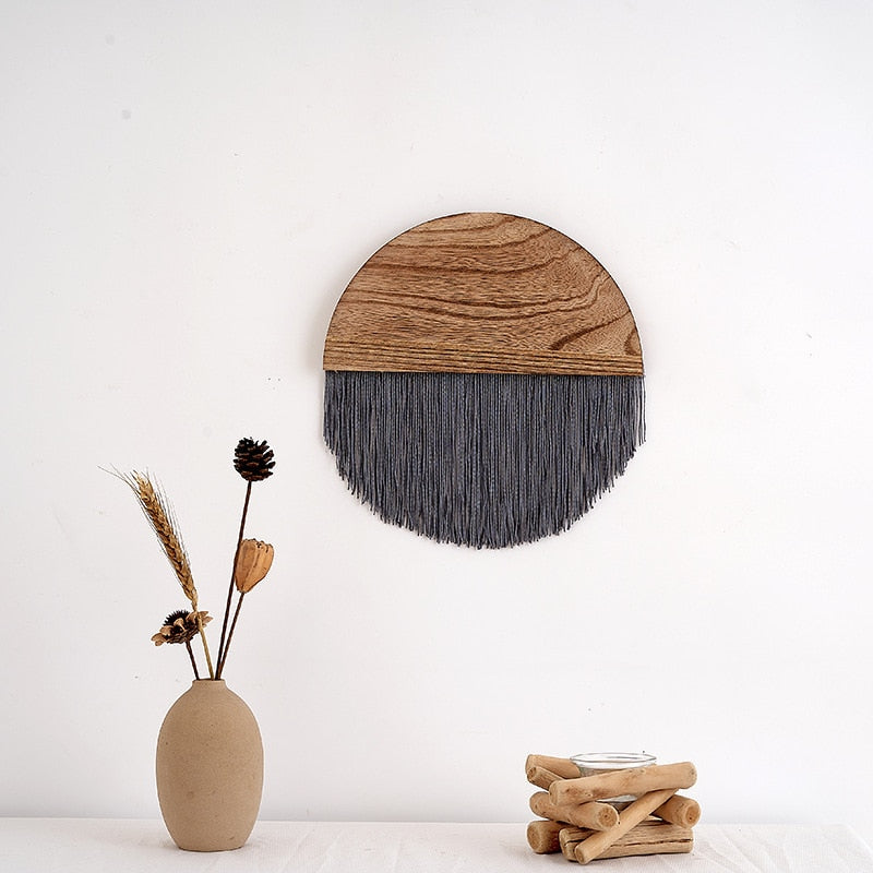 Semicircle Wooden Board Hand-Woven Macrame Tapestry
