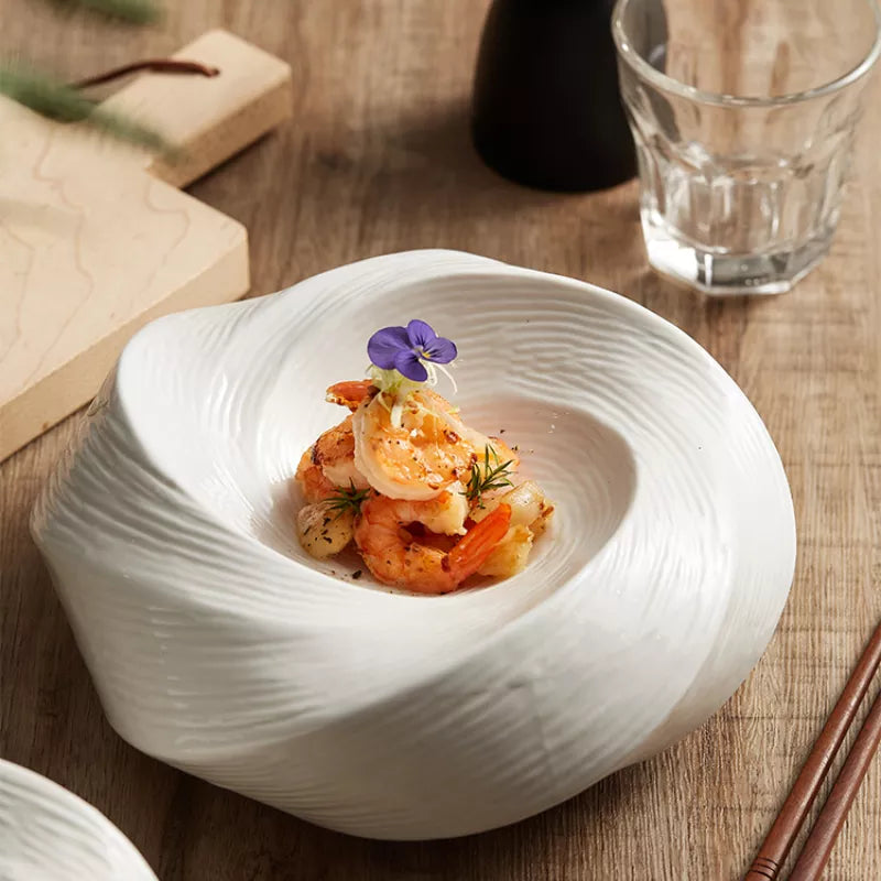 Spiral Elevated Ceramic Dining Plate