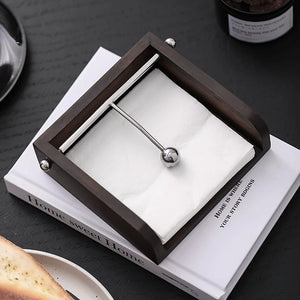 Wooden Stainless Steel Ball Napkin Holder