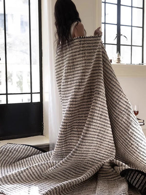 Japanese Studio Hand-Crafted Double-Sided Black Striped Area Rug [Exclusive]