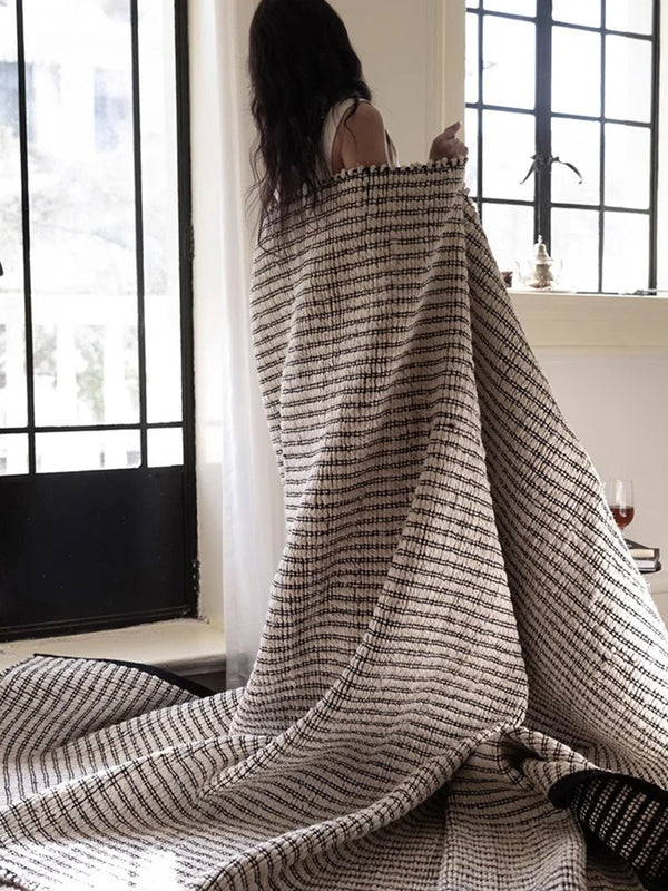 Japanese Studio Hand-Crafted Double-Sided Black Striped Area Rug [Exclusive]