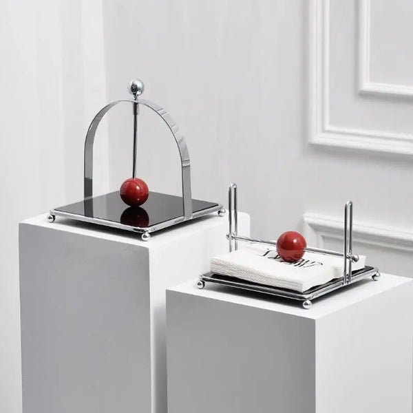 Stainless Steel Wooden Ball Napkin Holder