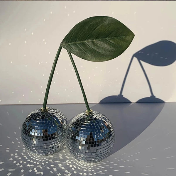 Adorno de cereza con brillo en forma de bola de discoteca