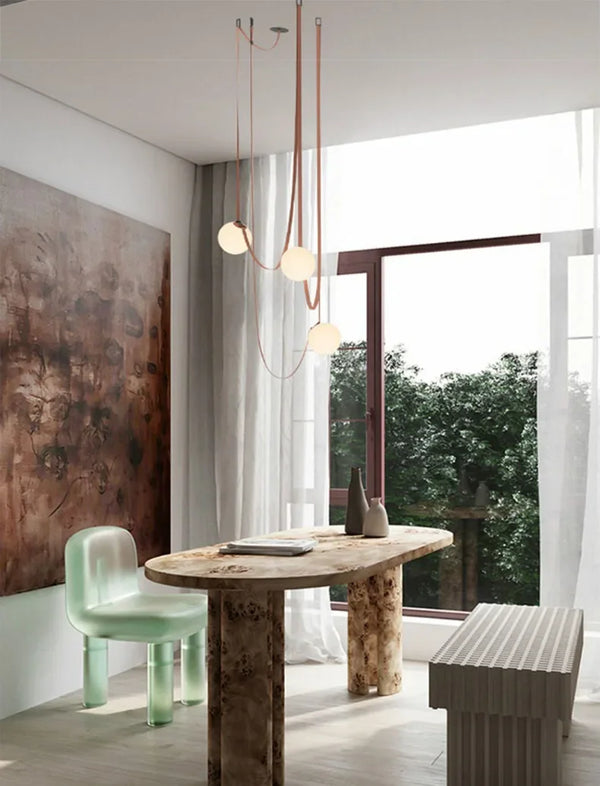 Danish Leather Strap Hanging Studio Ceiling Lamp