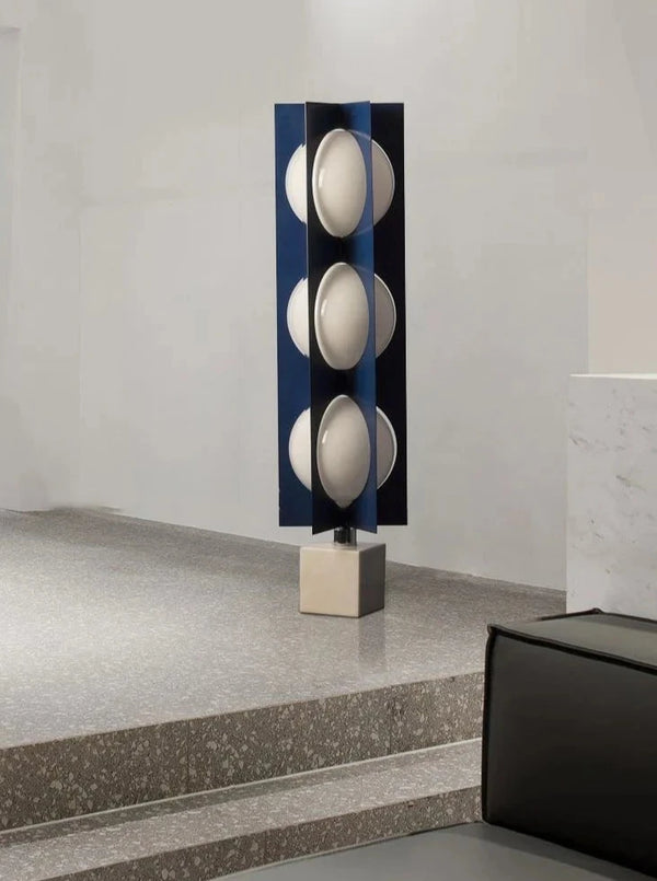 Lampe boule à base en marbre bleu géométrique de conception italienne