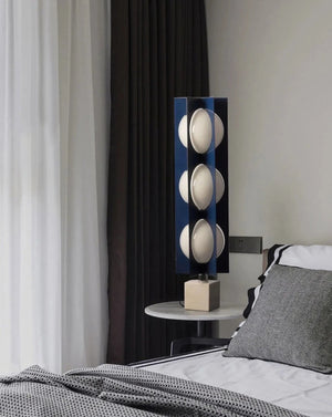 Lampe boule à base en marbre bleu géométrique de conception italienne