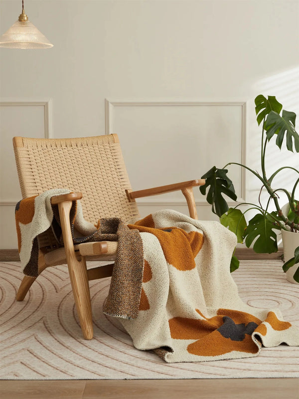 Gestrickte Mikrofaser-Überwurfdecke mit Blumenmuster