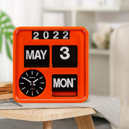 Reloj calendario con tapa de estilo retro para montar en la pared