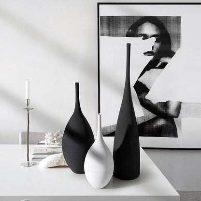 Minimalist Handmade Black and White Art Zen Ceramic Vase