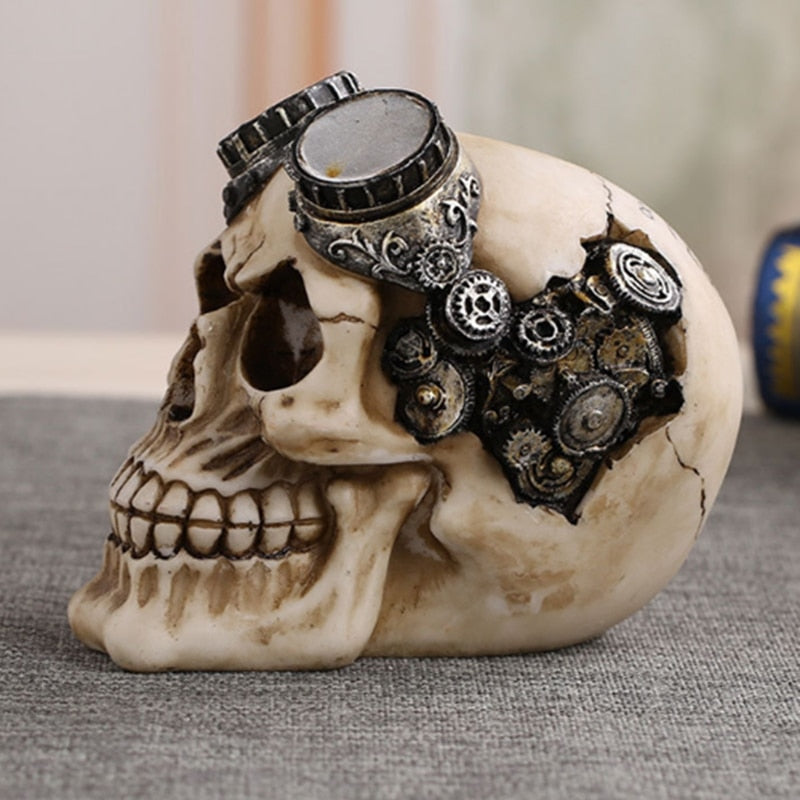 Steampunk Biker Skull Sculpture